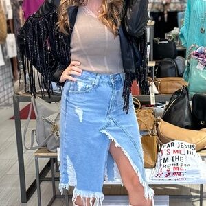 Signature8 - Distressed Denim Skirt, Sizes S, M - NEW WITH TAGS